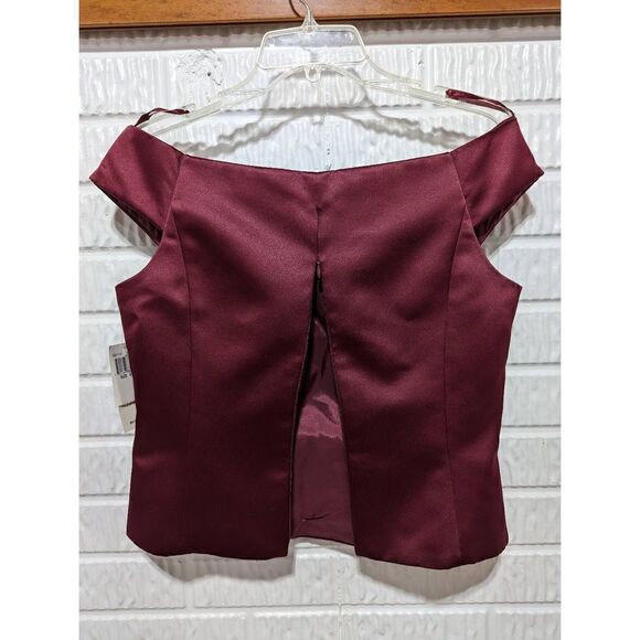 Options by Shani Size 8 Women's Formal Wine red Satin off shoulder Top - Picture 3 of 4